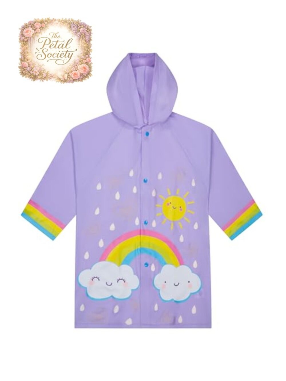 Waterproof Hooded Rain Slicker Snap Closure Toddler Girls